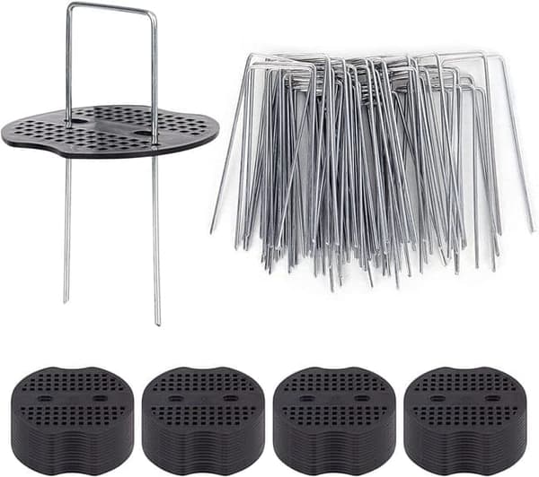 50 st U-formade med bricka förankringspinnar för trädgård Silver 3mm×40mm×100mm