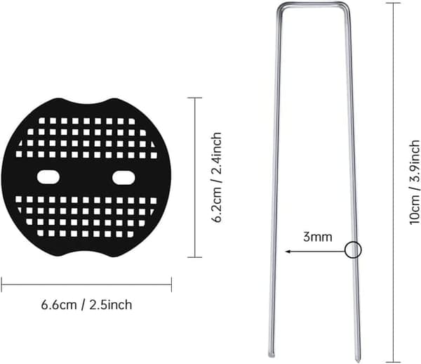 Lollanda Jordspyd 50-pak, Haveankerpløkker - Rustfrit Stål, U-formet, Drivhus - Sølv - 100 × 40×3 mm