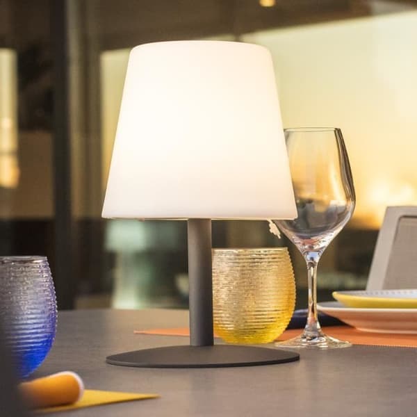 LUMISKY Standy Mini Rock sladdlös LED-bordslampa - H 25 cm - Grå och vit