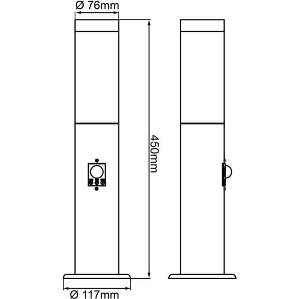 BRILLIANT - DODY Utomhuspollare - sensor ingår - svart färg - metall/plast E27 LED 1x10W