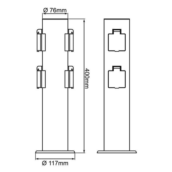 BRILLIANT - DODY Pollare med 4 uttag färg svart - metall/plast E27 LED xB