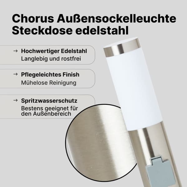 BRILLIANT lampuu Chorus ulkovalaisin ruostumatonta terästä | 1x A60, E27, 20W, sopii normaaleille lampuille (ei sisälly) | Asteikko A ++ E | IP-suojau
