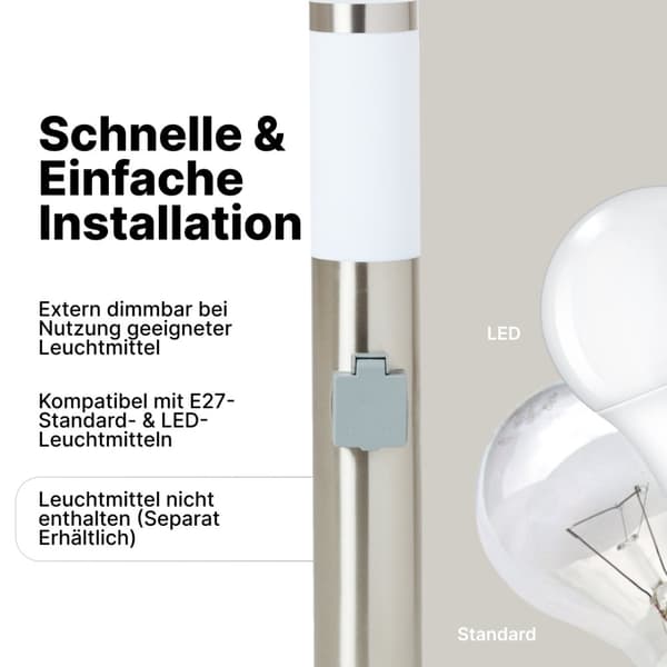 BRILLIANT lampuu Chorus ulkovalaisin ruostumatonta terästä | 1x A60, E27, 20W, sopii normaaleille lampuille (ei sisälly) | Asteikko A ++ E | IP-suojau