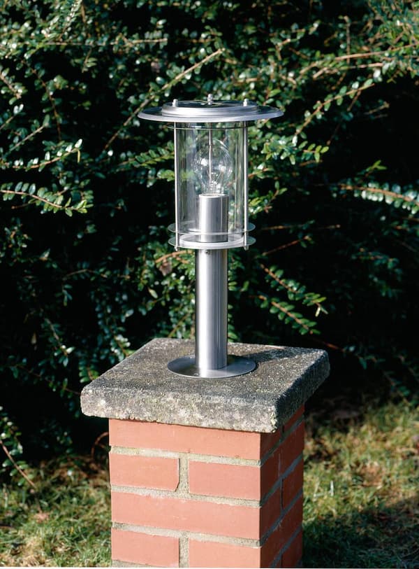 BRILLIANT lampa York utomhus piedestal ljus 40cm rostfritt stål | 1x A60, E27, 40W, lämplig för normala lampor (ingår ej) | Skala A ++ till E | IP-sky