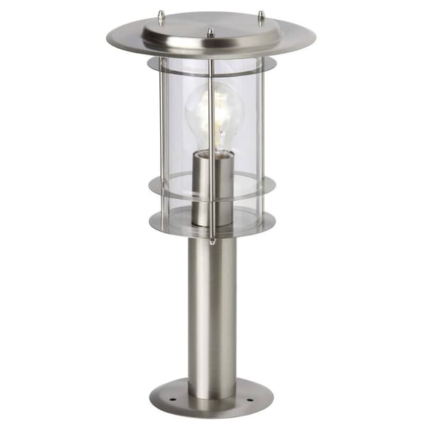BRILLIANT lampa York utomhus piedestal ljus 40cm rostfritt stål | 1x A60, E27, 40W, lämplig för normala lampor (ingår ej) | Skala A ++ till E | IP-sky