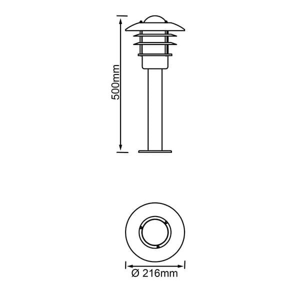 BRILLIANT lampa Terrence utomhus piedestal ljus 50 cm rostfritt stål | 1x A60, E27, 60W, lämplig för normala lampor (ingår ej) | Skala A ++ till E | I