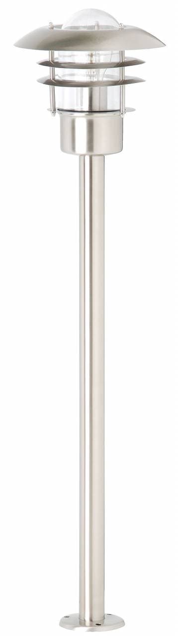BRILLIANT lampa Terrence golvlampa utomhus rostfritt stål | 1x A60, E27, 60W, lämplig för normala lampor (ingår ej) | Skala A ++ till E | IP-skyddskla
