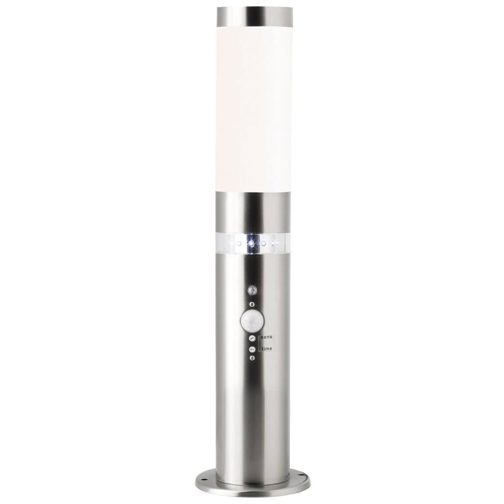 BRILLIANT lampa Bole utomhus piedestal ljus rörelsedetektor rostfritt stål | 1x A60, E27, 60W, lämplig för normala lampor (ingår ej) | Skala A ++ till