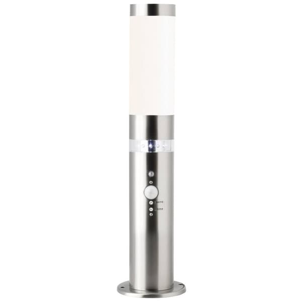 BRILLIANT lampa Bole utomhus piedestal ljus rörelsedetektor rostfritt stål | 1x A60, E27, 60W, lämplig för normala lampor (ingår ej) | Skala A ++ till