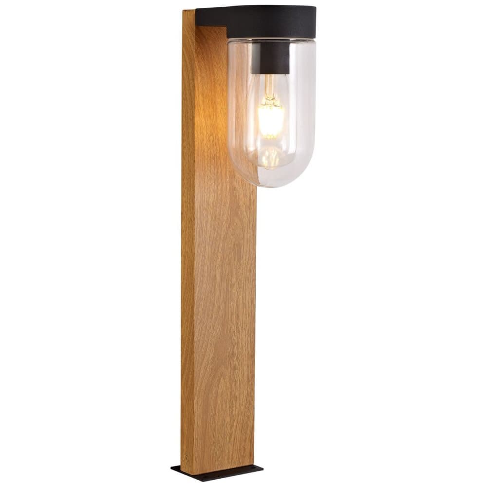 BRILLIANT lampa Cabar utomhus sockel ljus 55 cm trä mörk / svart | 1x A60, E27, 40W, lämplig för normala lampor (ingår ej) | Skala A ++ till E | IP-sk