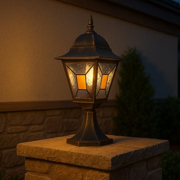 BRILLIANT lampa Janel utomhuspelarlampa 44cm svart guld | 1x A60, E27, 60W, lämplig för normala lampor (ingår ej)