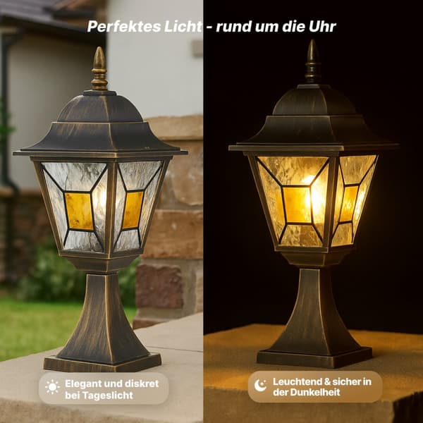 BRILLIANT lampa Janel utomhuspelarlampa 44cm svart guld | 1x A60, E27, 60W, lämplig för normala lampor (ingår ej)