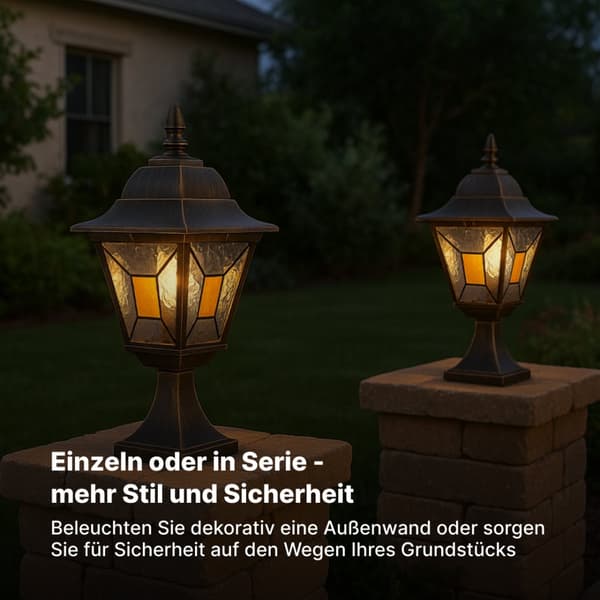 BRILLIANT lampa Janel utomhuspelarlampa 44cm svart guld | 1x A60, E27, 60W, lämplig för normala lampor (ingår ej)