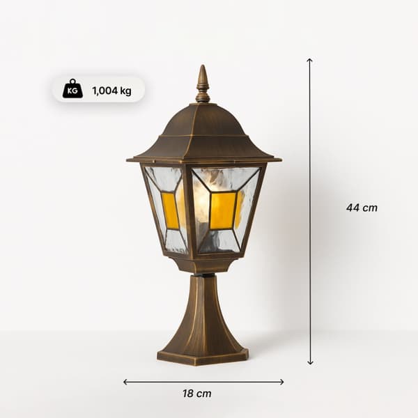 BRILLIANT lampa Janel utomhuspelarlampa 44cm svart guld | 1x A60, E27, 60W, lämplig för normala lampor (ingår ej)