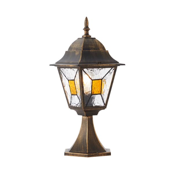 BRILLIANT lampa Janel utomhuspelarlampa 44cm svart guld | 1x A60, E27, 60W, lämplig för normala lampor (ingår ej)