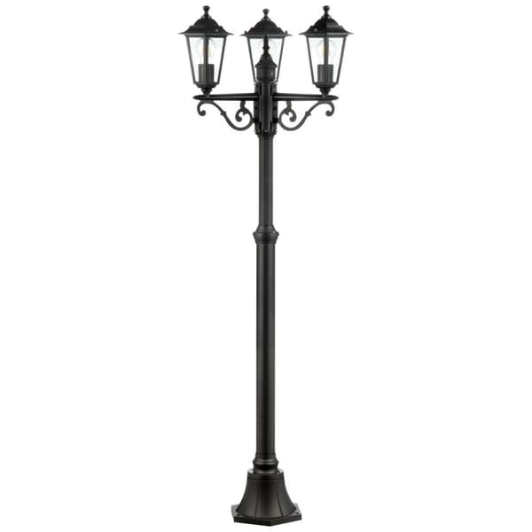 BRILLIANT lampa Carleen utomhusstolpar, 3-lågor, svart | 3x A60, E27, 60W, lämplig för normala lampor (ingår ej)