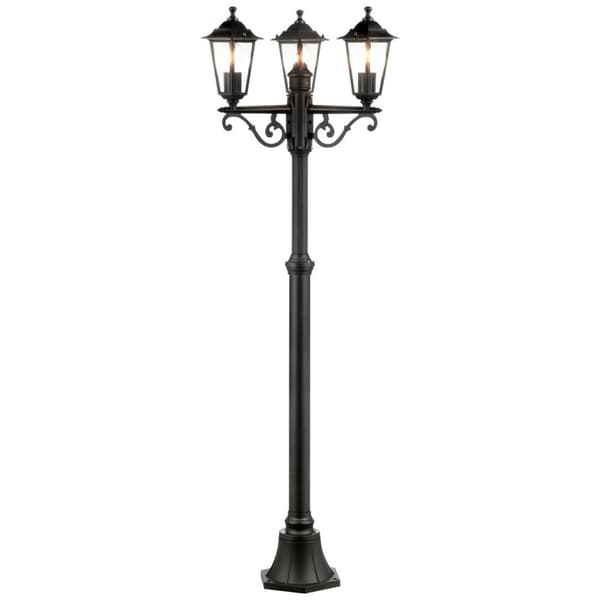 BRILLIANT lampa Carleen utomhusstolpar, 3-lågor, svart | 3x A60, E27, 60W, lämplig för normala lampor (ingår ej)
