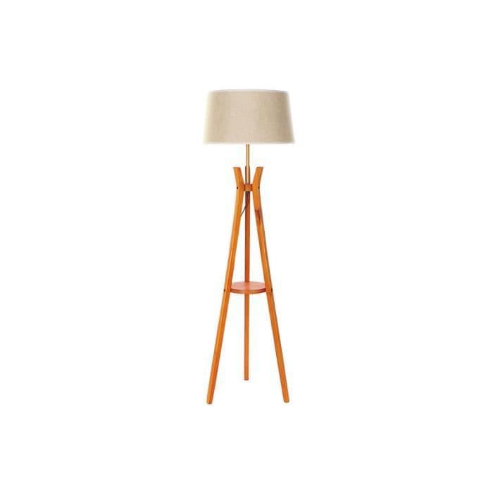 Golvlampa DKD Heminredning Brun Beige Polyester Trä (45 x 45 x 155 cm)
