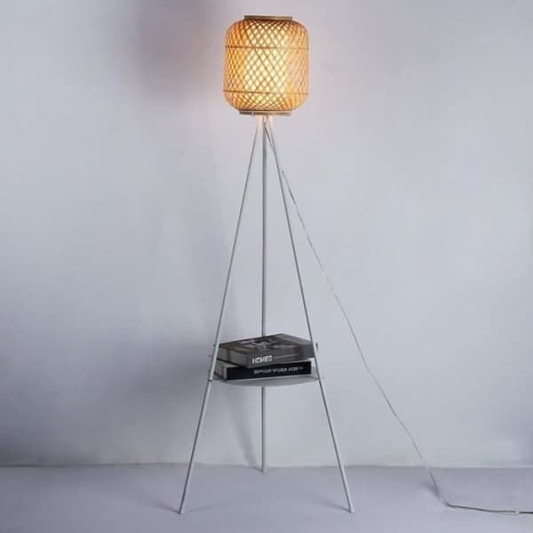 Golvlampa i flätad - ORSON - Stativ - Vit - LED - 170 cm - Stativ