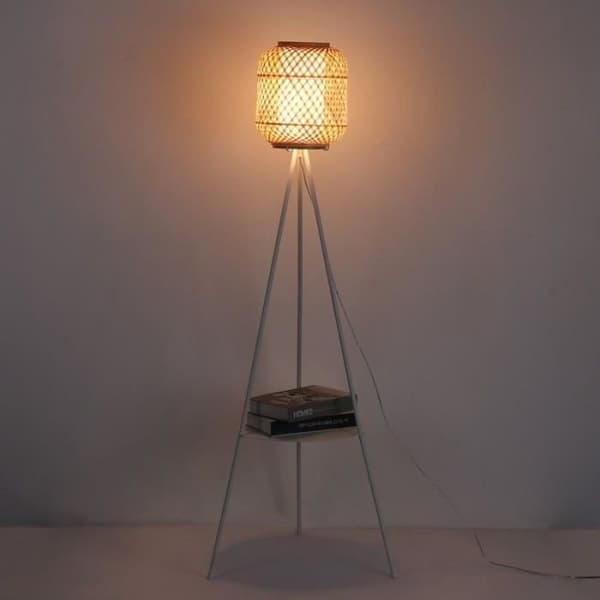 Golvlampa i flätad - ORSON - Stativ - Vit - LED - 170 cm - Stativ