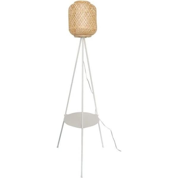 Golvlampa i flätad - ORSON - Stativ - Vit - LED - 170 cm - Stativ