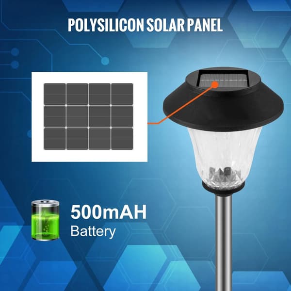 6st solenergi utomhusljus, solladdning, automatisk belysning, 50 000 timmars livslängd, IP44 vattentät, bred applikation