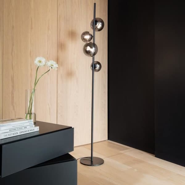 Ideal Lux PERLAGE Golvlampa med 4 svarta flerarmar, integrerad strömbrytare, ej dimbar