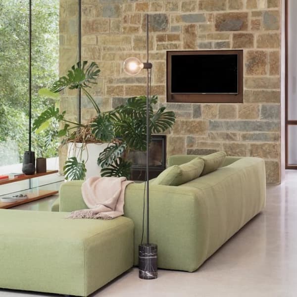 Golvlampa - IDEAL - EVA - Svart - E27 - 180,5 cm - Integrerad strömbrytare
