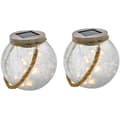 Pikkukuva 1 / 3: Set med 2 solkulor - LUMISKY - CRACK BALL CORD - H13 cm - Sprucket glas att placera - Mikrorephandtag - Varmvit LED
