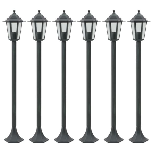 vidaXL havestolpelamper 6 stk. E27 110 cm aluminium mørkegrøn -  Udendørsbelysning