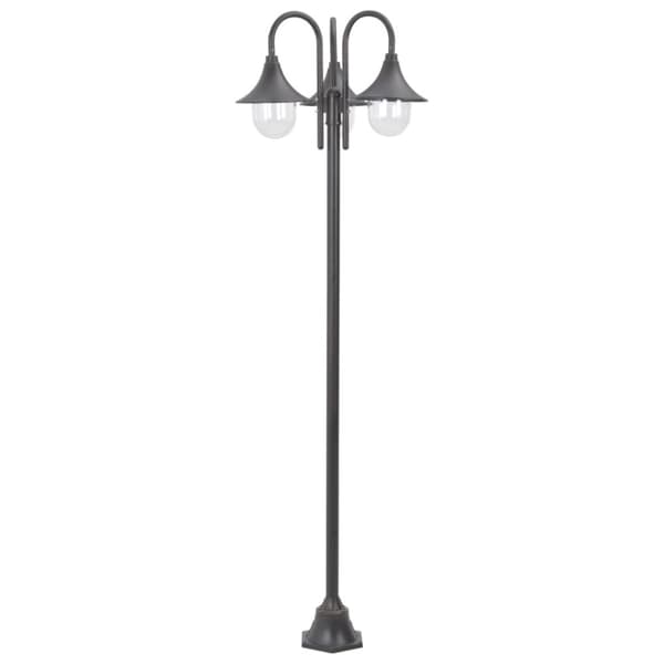 vidaXL havestolpelampe E27 220 cm aluminium 3 lanterner bronzefarvet - Udendørsbelysning