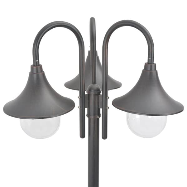 vidaXL havestolpelampe E27 220 cm aluminium 3 lanterner bronzefarvet - Udendørsbelysning
