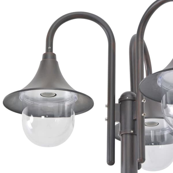 vidaXL havestolpelampe E27 220 cm aluminium 3 lanterner bronzefarvet - Udendørsbelysning
