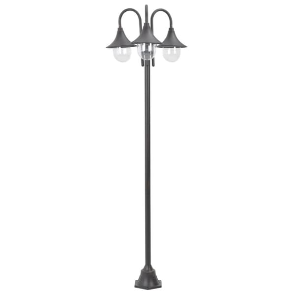 vidaXL havestolpelampe E27 220 cm aluminium 3 lanterner bronzefarvet -  Udendørsbelysning
