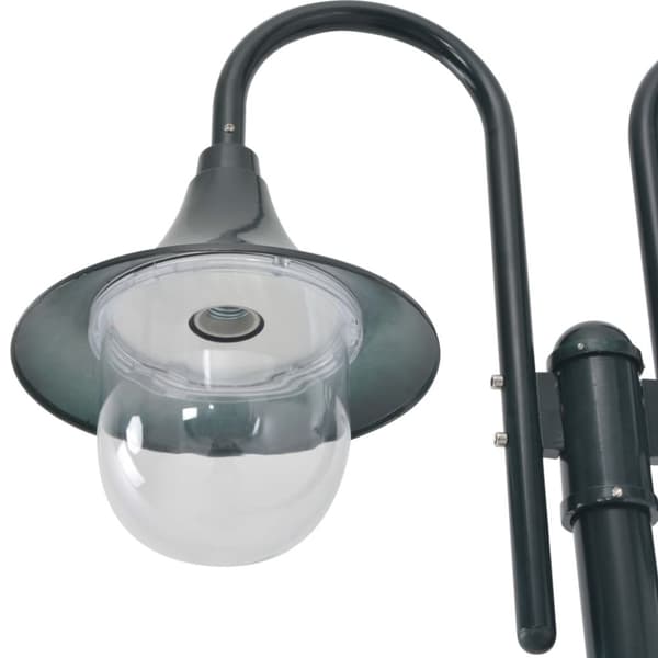 vidaXL Lyktstolpe för trädgård E27 220 cm aluminium 2 lyktor mörkgrön -  Utebelysning