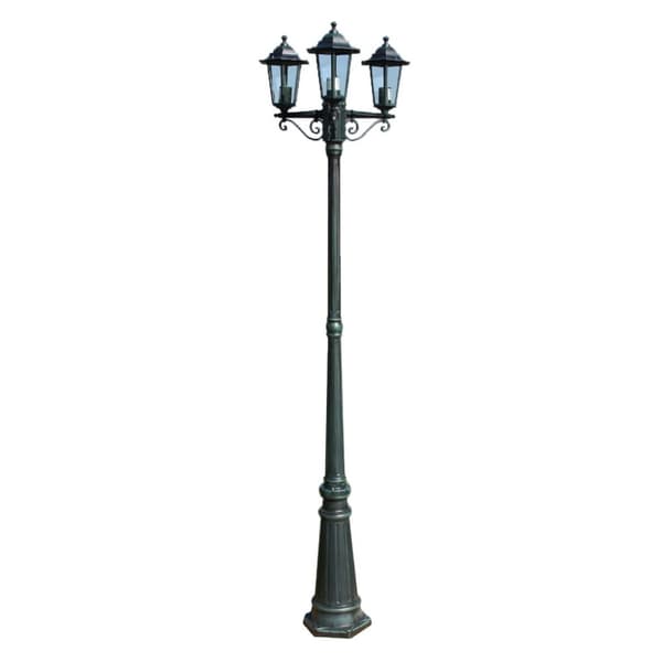 The Living Store Trädgårdslampa 3 armar 215 cm mörkgrön/svart aluminium -  Utebelysning