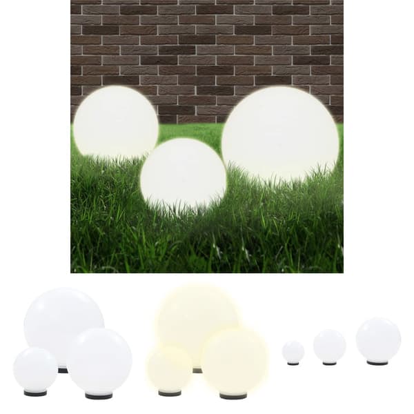 The Living Store Globlampa LED set 3 st sfäriska 20/30/40 cm PMMA -  Utebelysning