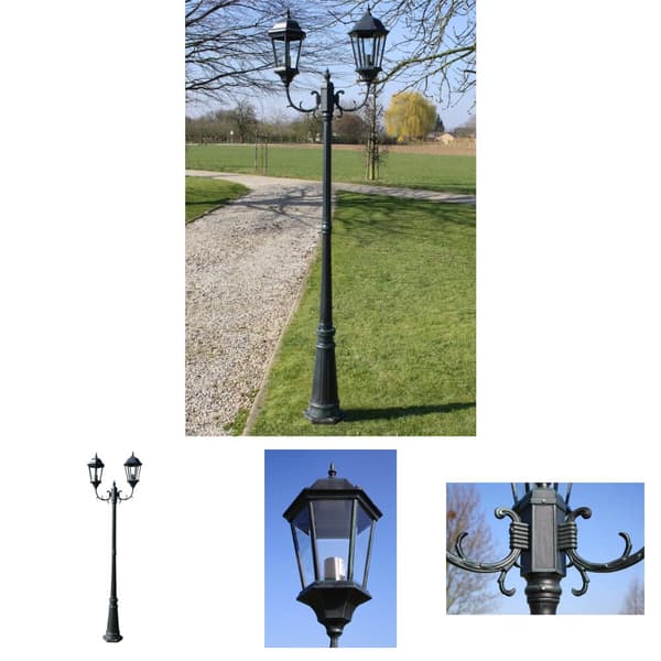 The Living Store Trädgårdslampa 2 armar 230 cm mörkgrön/svart aluminium -  Utebelysning