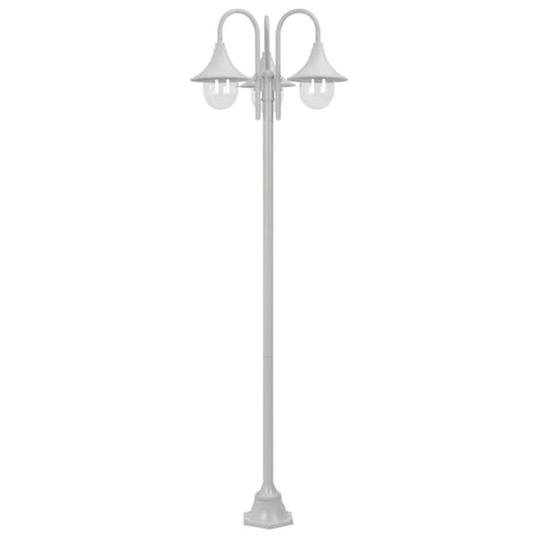 The Living Store havestolpelampe E27 220 cm aluminium 3 lanterner hvid -  Udendørsbelysning
