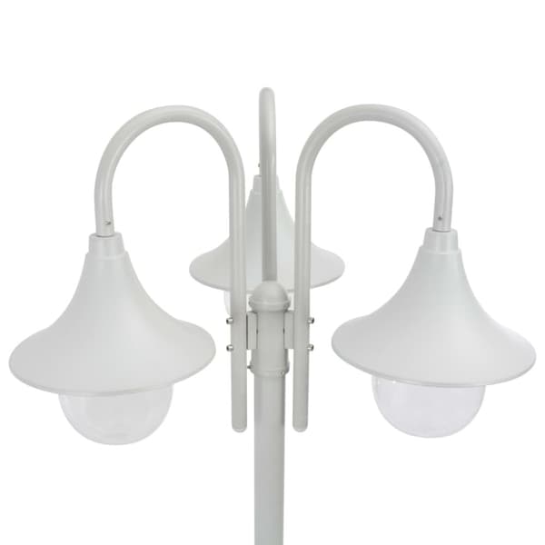 The Living Store havestolpelampe E27 220 cm aluminium 3 lanterner hvid -  Udendørsbelysning