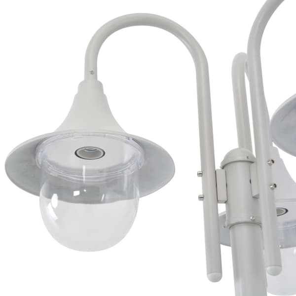 The Living Store havestolpelampe E27 220 cm aluminium 3 lanterner hvid -  Udendørsbelysning