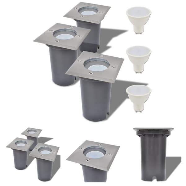 The Living Store Utomhusmarklampa med LED 3 st fyrkantiga -  Utebelysning