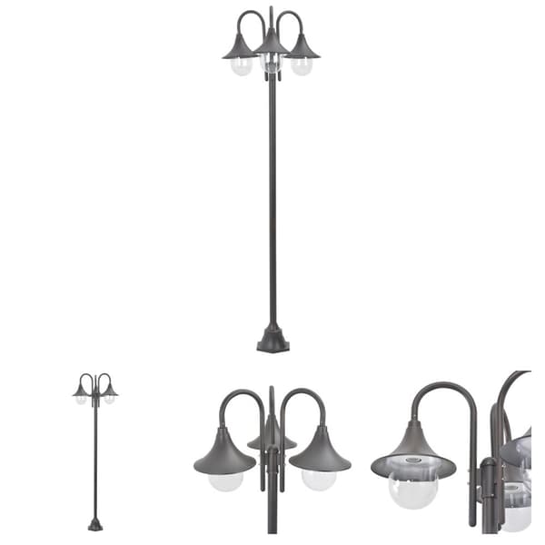 The Living Store havestolpelampe E27 220 cm aluminium 3 lanterner bronzefarvet -  Udendørsbelysning