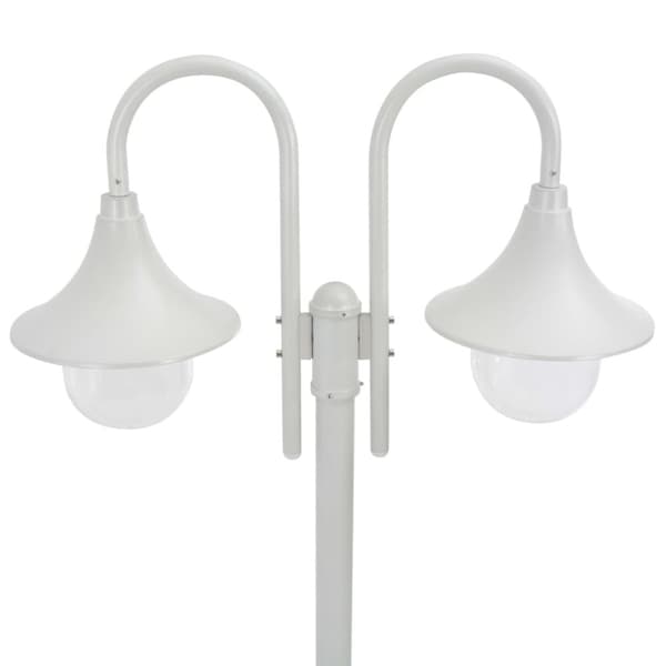 The Living Store Lyktstolpe för trädgård E27 220 cm aluminium 2 lyktor vit - Utebelysning