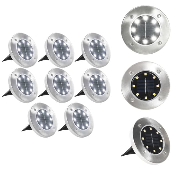 Udendørsbelysning - Living soldrevne LED-nedgravningsspots 8 stk. hvidt lys