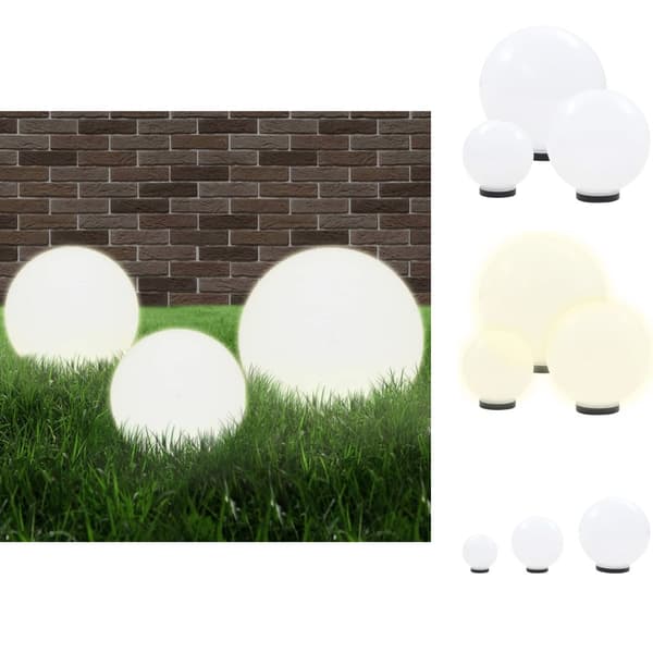 Udendørsbelysning - Living LED-kuglelampesæt 3 dele kugleformet 20/30/40 cm PMMA