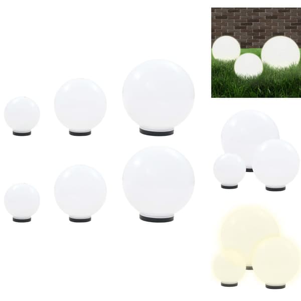 Udendørsbelysning - Living LED-kuglelampesæt 6 stk. kugleformet 20/30/40 cm PMMA