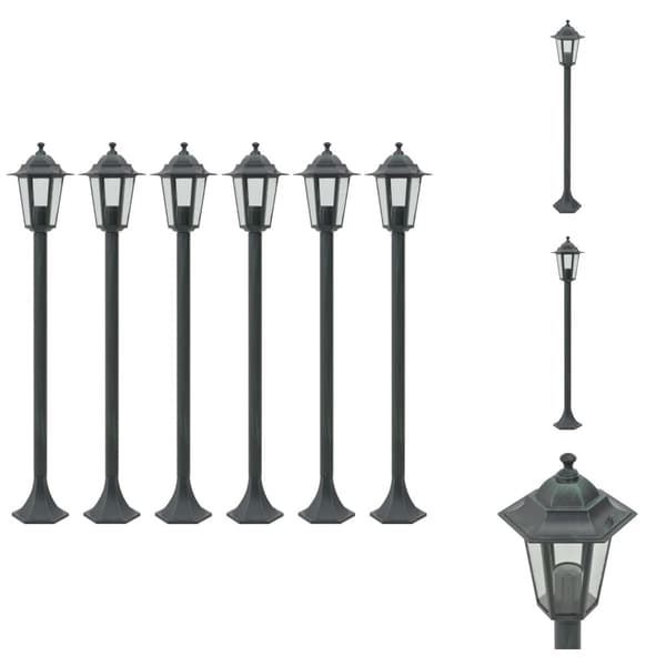 Udendørsbelysning - Living havestolpelamper 6 stk. E27 110 cm aluminium mørkegrøn