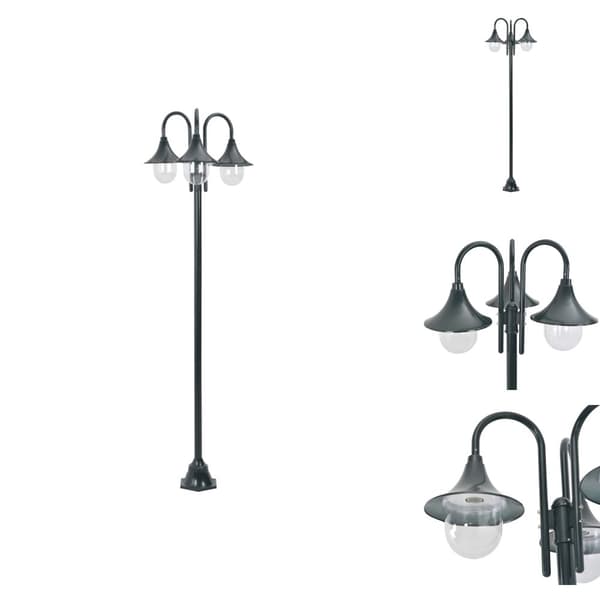 Utebelysning - Living Lyktstolpe för trädgård E27 220 cm aluminium 3 lyktor mörkgrön