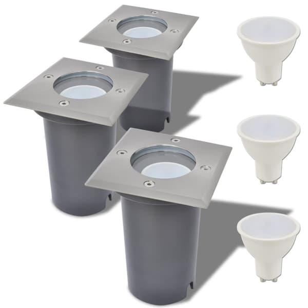 Udendørsbelysning - Living LED-nedgravningsspots 3 stk. firkantet
